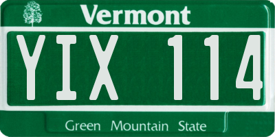VT license plate YIX114