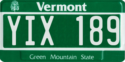 VT license plate YIX189