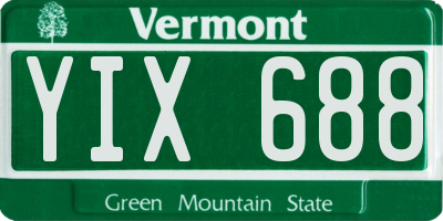 VT license plate YIX688