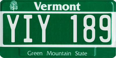 VT license plate YIY189