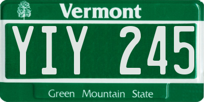 VT license plate YIY245