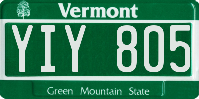 VT license plate YIY805