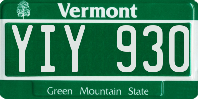 VT license plate YIY930