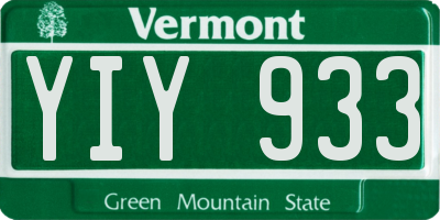 VT license plate YIY933