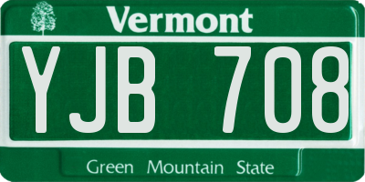 VT license plate YJB708