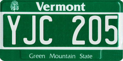 VT license plate YJC205