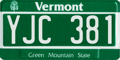 VT license plate YJC381