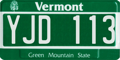 VT license plate YJD113