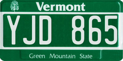 VT license plate YJD865