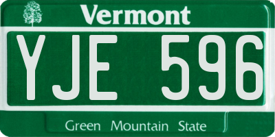 VT license plate YJE596
