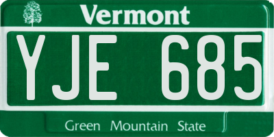 VT license plate YJE685