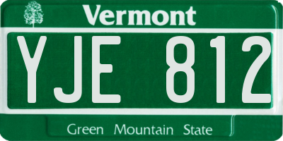 VT license plate YJE812