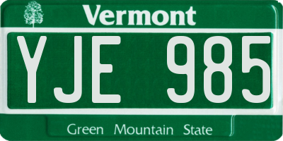 VT license plate YJE985