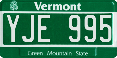 VT license plate YJE995