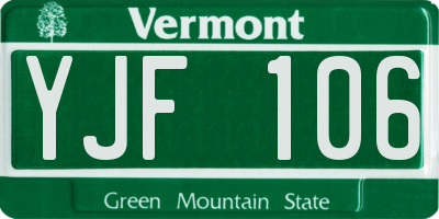 VT license plate YJF106