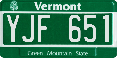 VT license plate YJF651