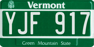 VT license plate YJF917