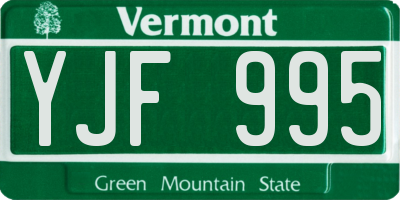 VT license plate YJF995