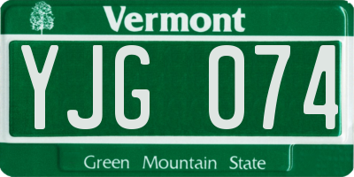 VT license plate YJG074