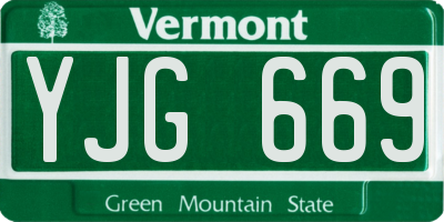 VT license plate YJG669