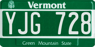 VT license plate YJG728