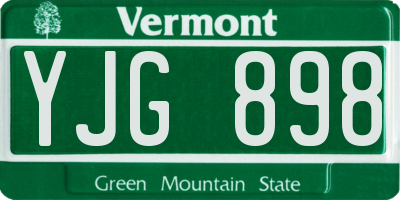 VT license plate YJG898