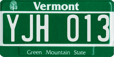 VT license plate YJH013