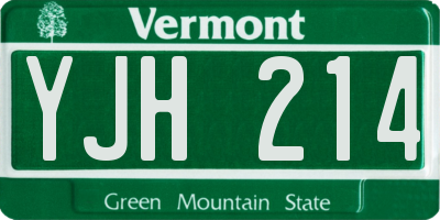 VT license plate YJH214