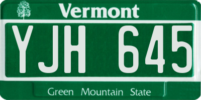 VT license plate YJH645