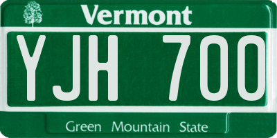 VT license plate YJH700