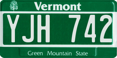 VT license plate YJH742