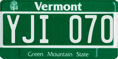VT license plate YJI070