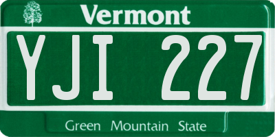 VT license plate YJI227