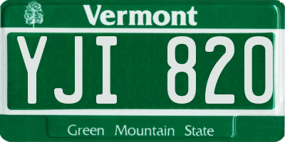 VT license plate YJI820