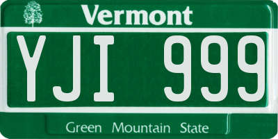 VT license plate YJI999