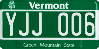 VT license plate YJJ006