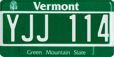 VT license plate YJJ114