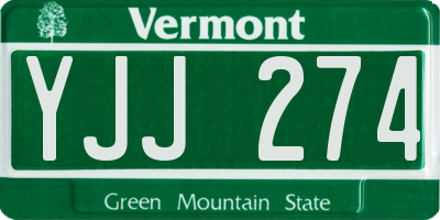VT license plate YJJ274