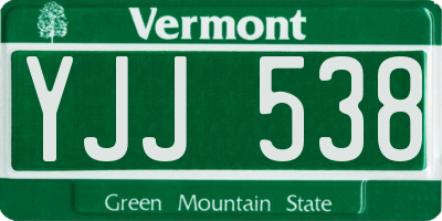 VT license plate YJJ538