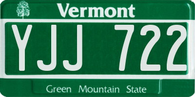VT license plate YJJ722