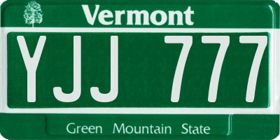 VT license plate YJJ777