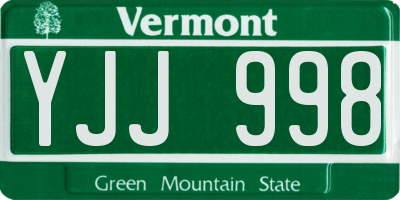 VT license plate YJJ998