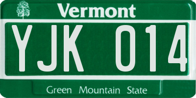 VT license plate YJK014