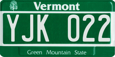 VT license plate YJK022