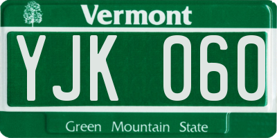 VT license plate YJK060