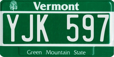 VT license plate YJK597