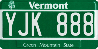 VT license plate YJK888