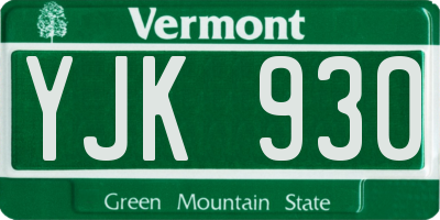 VT license plate YJK930