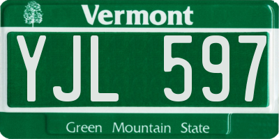 VT license plate YJL597