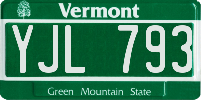 VT license plate YJL793